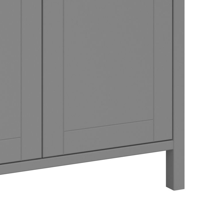 Tromso 3 Doors Wardrobe Folkestone Grey with Leather Handles - UK