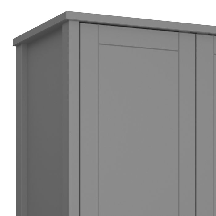 Tromso 3 Doors Wardrobe Folkestone Grey with Leather Handles - UK