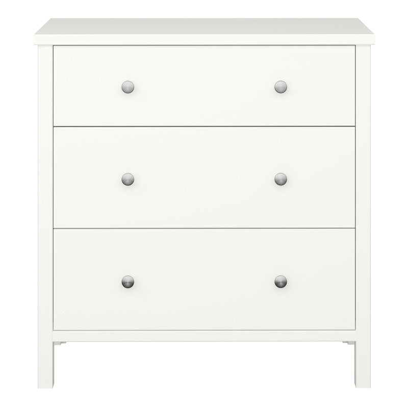 Tromso Woodedn 3 Drawer Chest of Drawers in Off White - UK