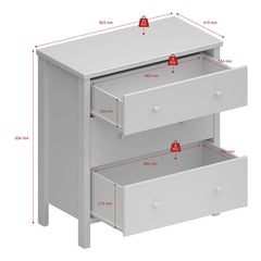 Tromso Woodedn 3 Drawer Chest of Drawers in Off White - UK