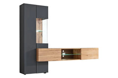Try Wooden TV Entertainment Unit in Oak Wotan & Anthracite - Furniture One Shop