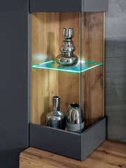 Try Wooden TV Entertainment Unit in Oak Wotan & Anthracite - Furniture One Shop