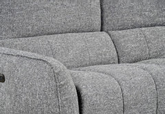 Turin Fabric Electric Recliner Left Hand Corner Sofa In Charcoal