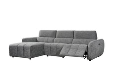 Turin Fabric Electric Recliner Left Hand Corner Sofa In Charcoal