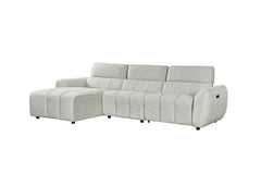 Turin Fabric Electric Recliner Left Hand Corner Sofa In Silver