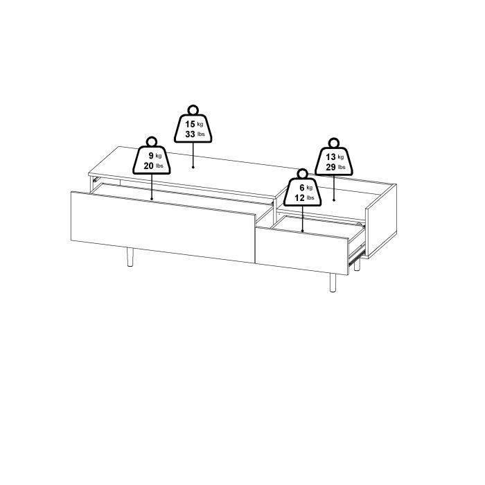 Unit Sideboard 2 Drawers 3 Doors in White and Walnut - UK