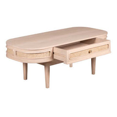 Valencia Cane & Mango Wood 1 Drawer Coffee Table - UK