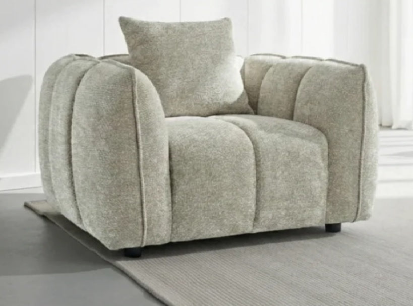 Venice Channel Tufted Armchair In Beige - Furniture One Shop