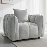 Venice Channel Tufted Armchair In Grey