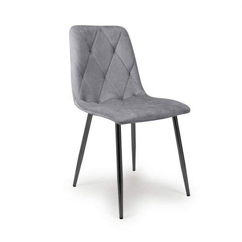 Vernon Grey Velvet Dining Chairs With Black Legs (Pack of 4)