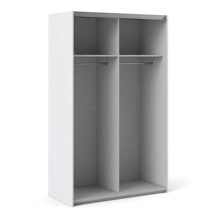 Verona Sliding Wardrobe 120cm in White with Oak Doors with 2 Shelves - UK