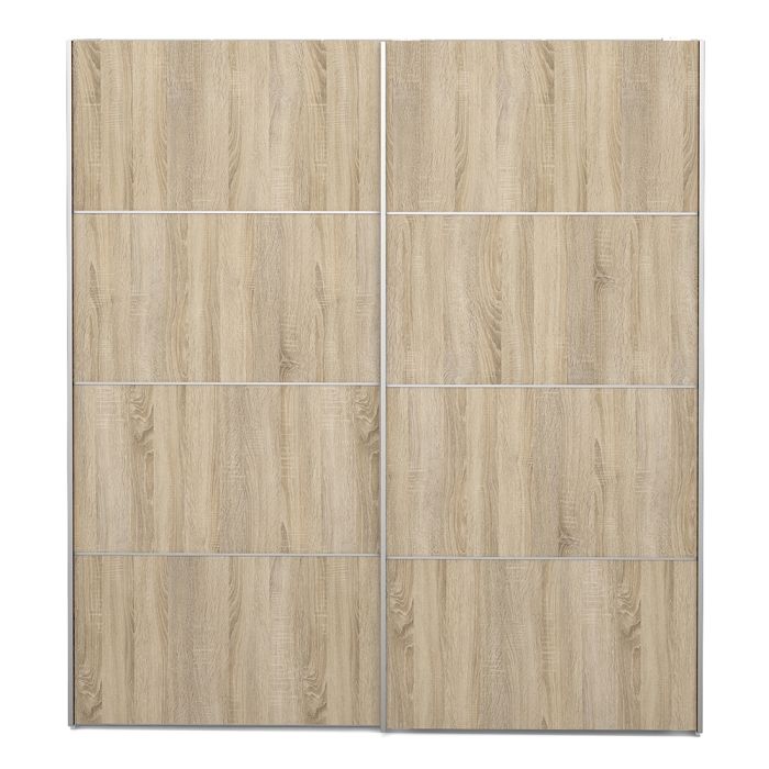 Verona Sliding Wardrobe 180cm in White with Oak Doors with 2 Shelves - UK