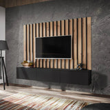 Verti II Wooden TV Entertainment Unit in Black & Oak Artisan