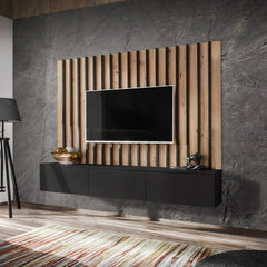 Verti II Wooden TV Entertainment Unit in Black & Oak Artisan