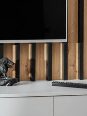 Verti II Wooden TV Entertainment Unit in Pearl Grey & Oak Artisan - Furniture One Shop