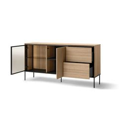 Visso Sideboard with 2 Doors 2 Drawers in Oak Linear - 167cm