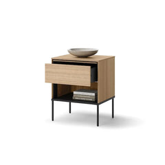 Visso Wooden Bedside Cabinet with 1 Drawer in Oak Linear