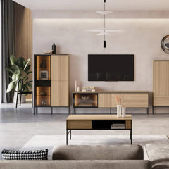 Visso Wooden Bedside Cabinet with 1 Drawer in Oak Linear