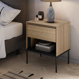 Visso Wooden Bedside Cabinet with 1 Drawer in Oak Linear