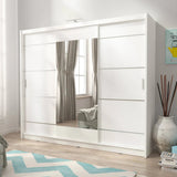 Wiki Mirrored Wardrobe 250cm With 3 Sliding Doors In White Matt
