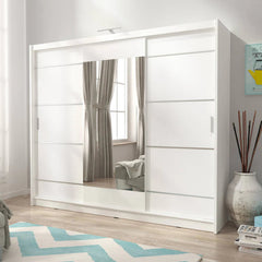 Wiki Mirrored Wardrobe 250cm With 3 Sliding Doors In White Matt