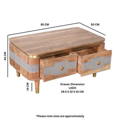 Wilton 2 Drawers Coffee Table In Acacia Wood - UK