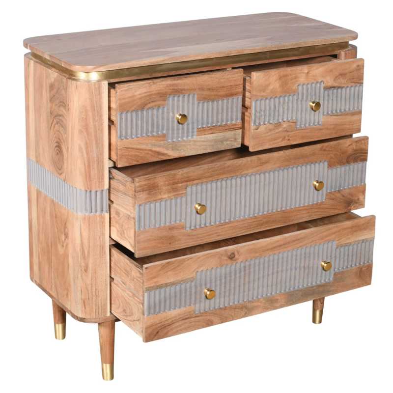 Wilton 4 Drawers Chest In Acacia Wood - UK