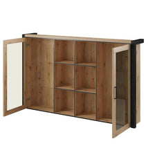 Aktiv Wooden 2 Door 6 Shelves Hutch in Oak for Sideboard - Furniture One Shop