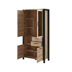 Aktiv Large Wooden Tall Display Cabinet in Oak - Furniture One Shop