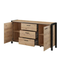 Aktiv Small Wooden 2 Door 3 Drawers Sideboard in Oak - Furniture One Shop