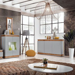 Berlin Wooden 3 Doors Sideboard in Oak and Matt Grey - Furniture One Shop