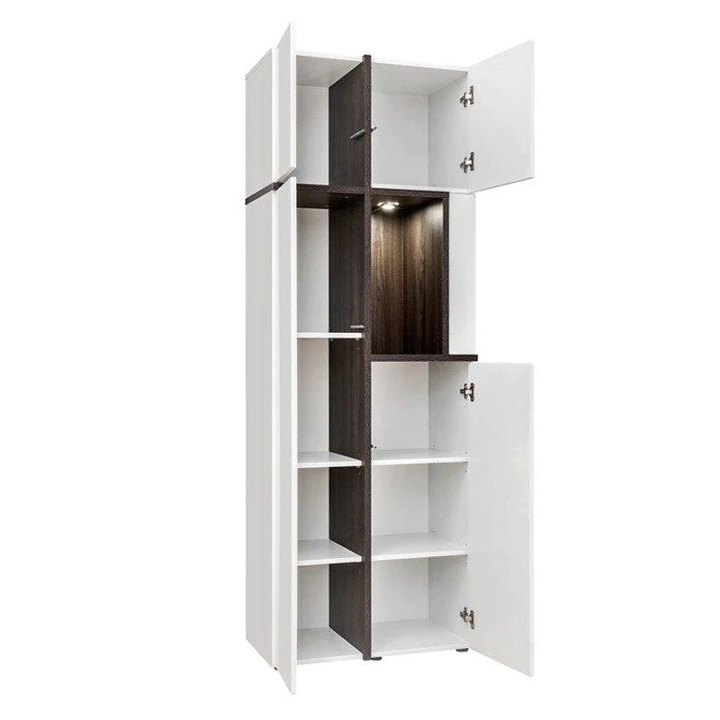 Cross Wooden Tall Display Cabinet in White High Gloss - Furniture One Shop