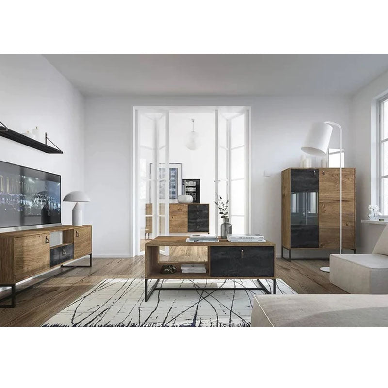 Dark Wooden Display Cabinet in Oak Ribbeck - Furniture One Shop