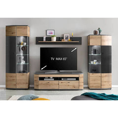 Dera Wooden Wall Shelf in Oak Artisan & Graphite - 150cm - Furniture One Shop