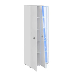 EDGE Wooden Tall Display Cabinet in White High Gloss - Furniture One Shop