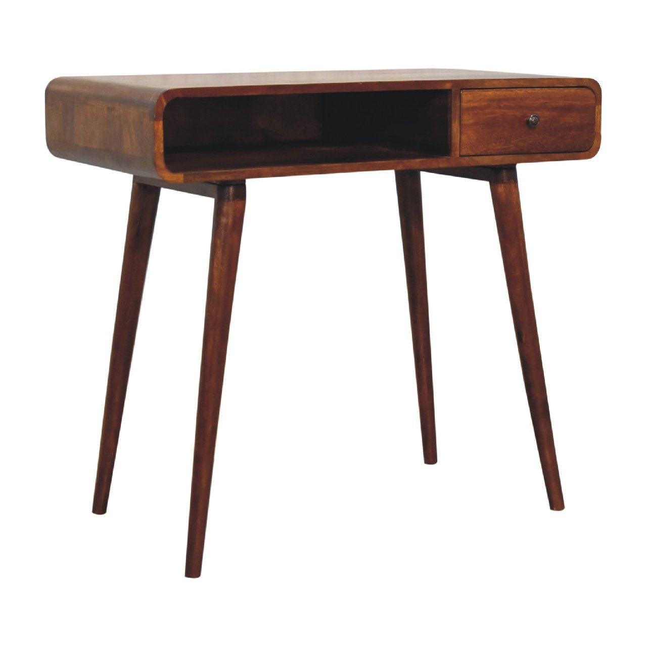 Salford Curved Chestnut Laptop Desk - Furniture One Shop