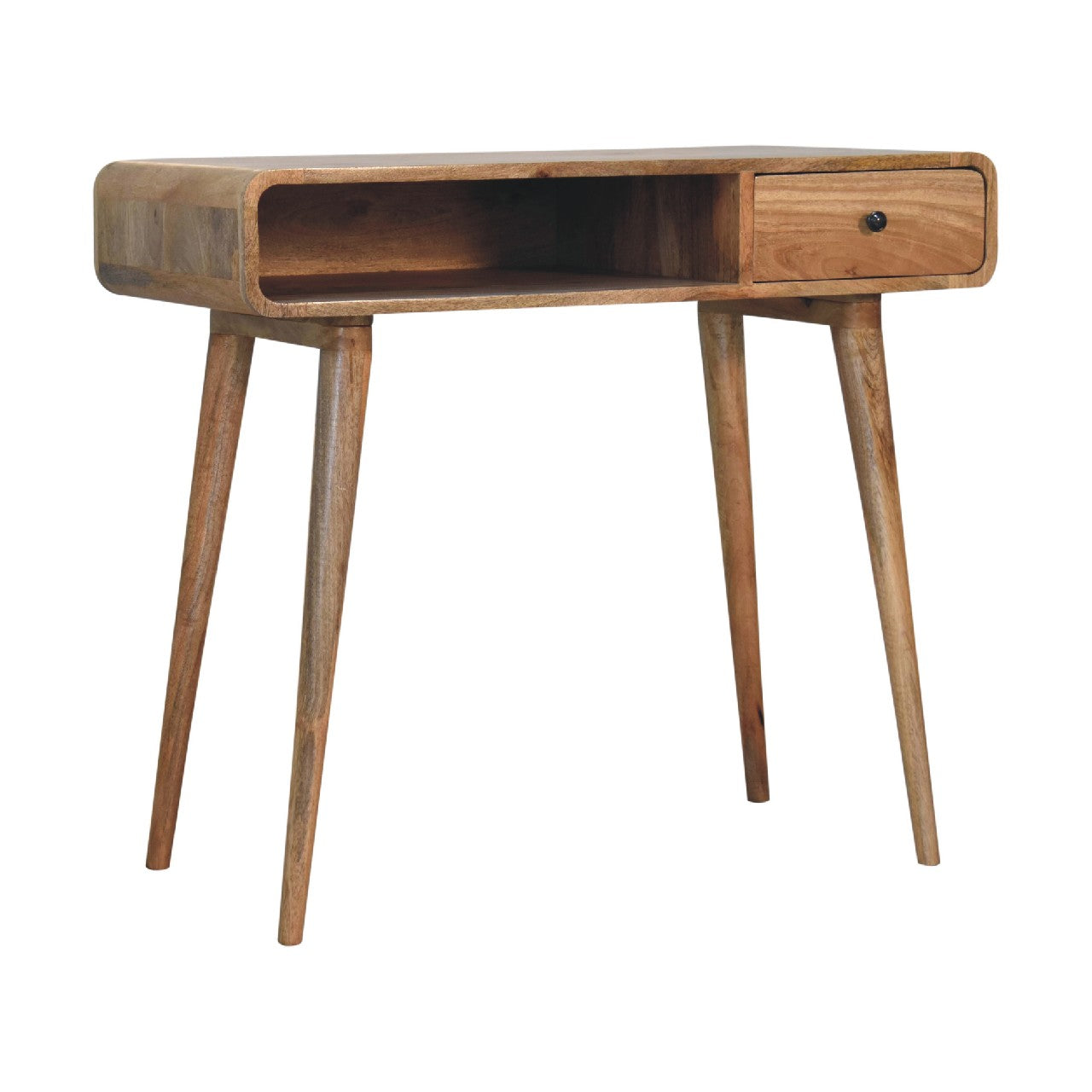 Oxford Curved Oak-ish Laptop Desk - Furniture One Shop