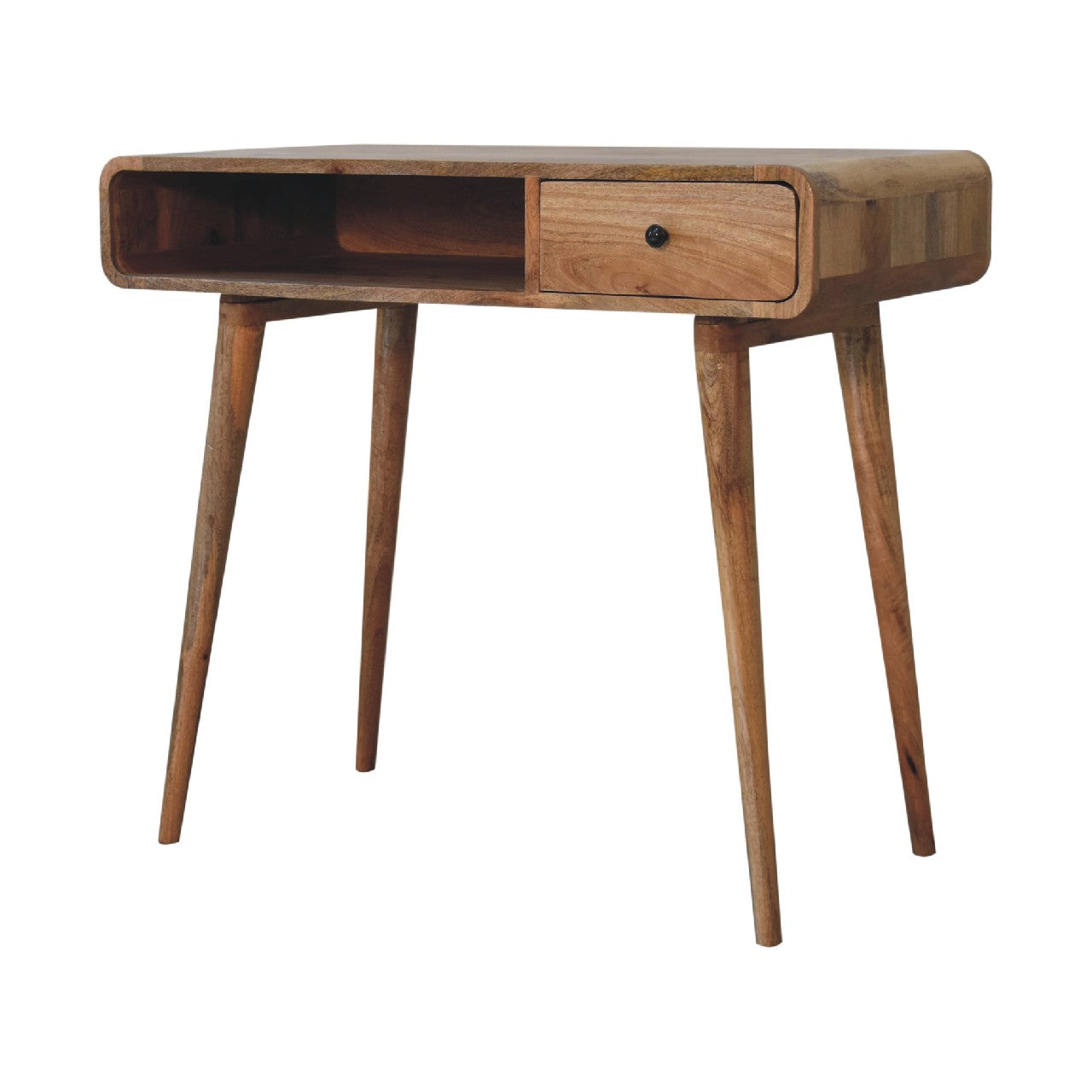 Oxford Curved Oak-ish Laptop Desk - Furniture One Shop