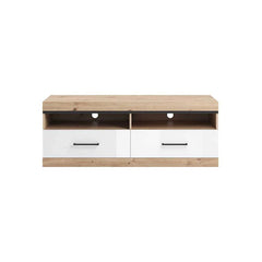 Nelly Wooden TV Stand in Oak Artisan and White High Gloss - 141cm - Furniture One Shop