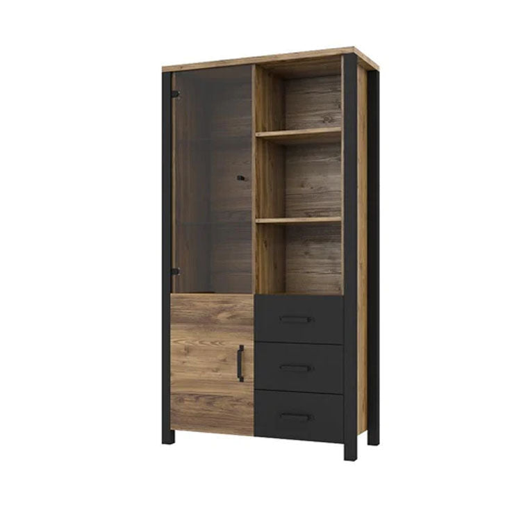 Olin Wooden Large Display Cabinet in Appenzeller Fichte Oak - Furniture One Shop