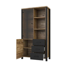 Olin Wooden Large Display Cabinet in Appenzeller Fichte Oak - Furniture One Shop