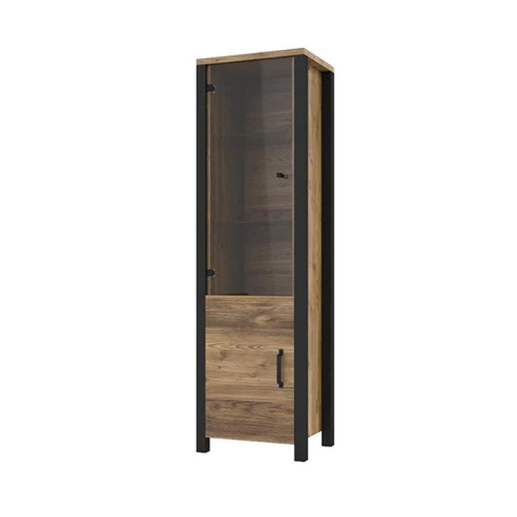 Olin Wooden Tall Display Cabinet in Appenzeller Fichte Oak - Furniture One Shop