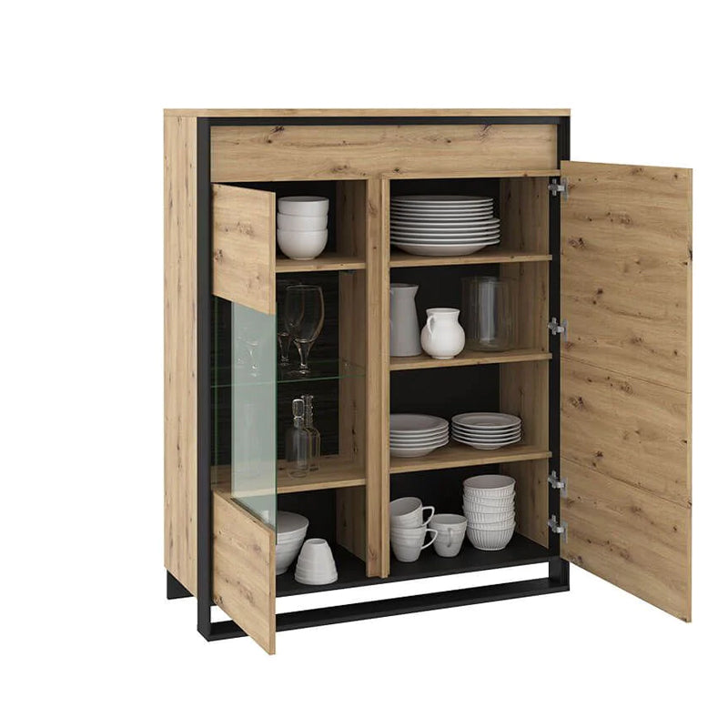 Quant Wooden 2 Doors Display Cabinet in Oak Artisan - Furniture One Shop