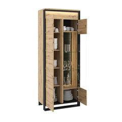 Quant Wooden 2 Door Tall Display Cabinet in Oak Artisan - Furniture One Shop