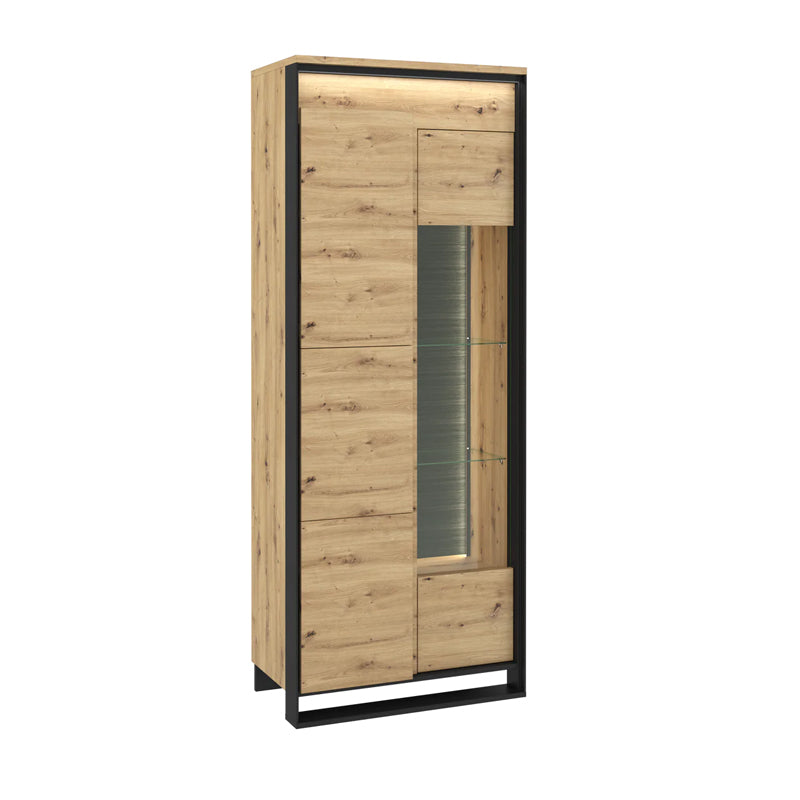 Quant Wooden 2 Door Tall Display Cabinet in Oak Artisan - Furniture One Shop