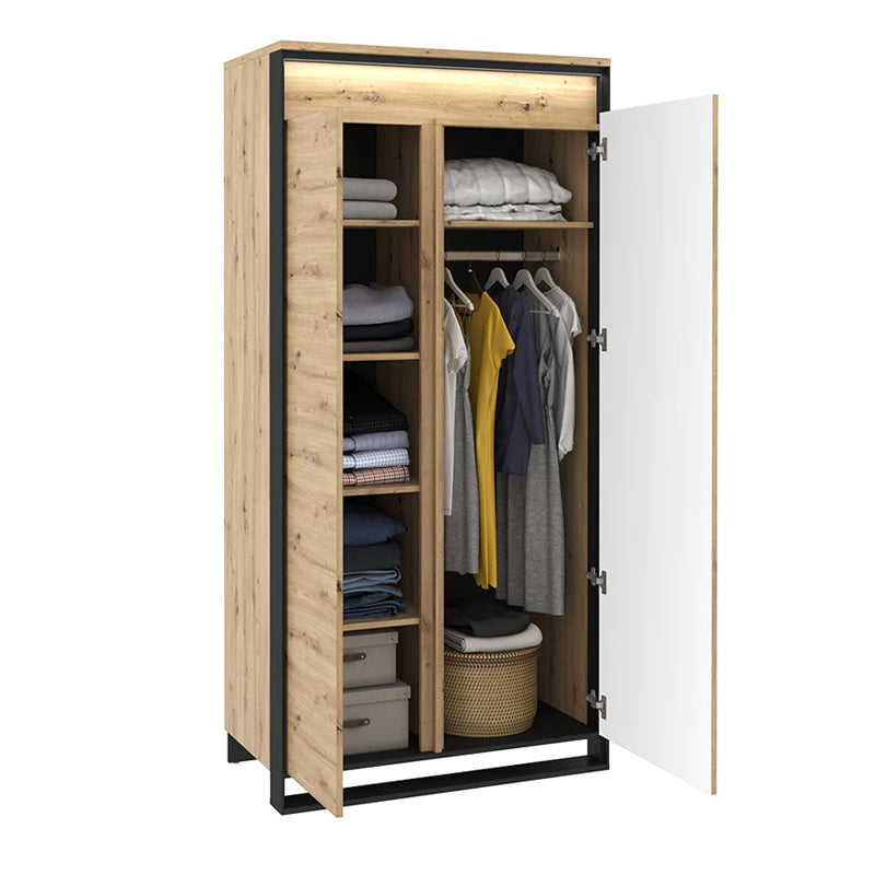 Quant Wooden Wardrobe with 2 Doors in Oak Artisan - Furniture One Shop
