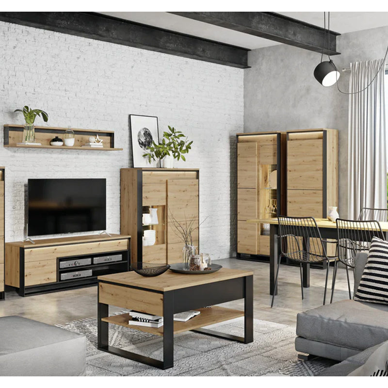 Quant Wooden 2 Doors Display Cabinet in Oak Artisan - Furniture One Shop