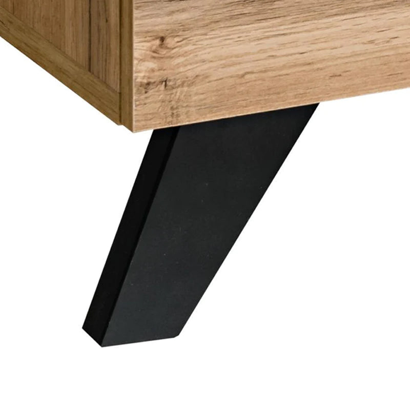 Thin Wooden 2 Door 3 Shelves Sideboard in Oak Wotan - Furniture One Shop