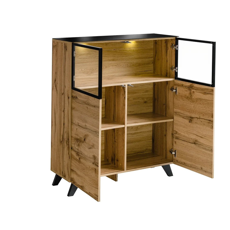 Thin Wooden Small Display Cabinet in Oak Wotan - Furniture One Shop