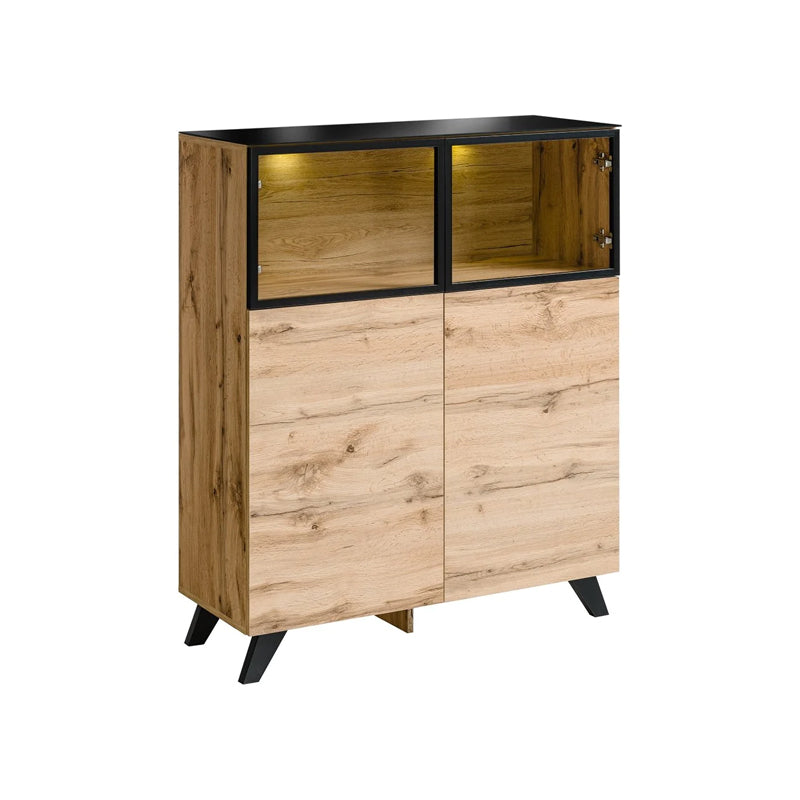 Thin Wooden Small Display Cabinet in Oak Wotan - Furniture One Shop